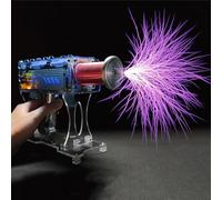 FDGH Handheld Tesla Coil Gun, Plasma Coil Desktop Toy Science Education Kit, Arc Length Adjustable Max 10cm, Single Trigger + Automatic Trigger, Teaching Experiment Tool Teen Boy Gifts