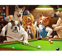 FDGJWE Jigsaw Puzzles 1000 Piece for Adults Wooden Pets Playing Billiards Puzzle Home Decor Dog Jigsaw Puzzles.(29.52''X19.68'')