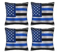 FDHFEJUAD American Thin Blue Line Flag Four Seasons Pillow Cover - Set Of 4 Throw Pillows Covers, Square Cushion, Chair Cushion, Decorative Pillowcase