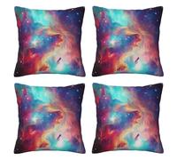 FDHFEJUAD Colorful Galaxy Four Seasons Pillow Cover - Set Of 4 Throw Pillows Covers, Square Cushion, Chair Cushion, Decorative Pillowcase