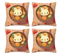 FDHFEJUAD Delicious Sweet Ramen Four Seasons Pillow Cover - Set Of 4 Throw Pillows Covers, Square Cushion, Chair Cushion, Decorative Pillowcase