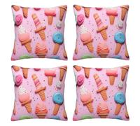 FDHFEJUAD Many Colored Ice Cream Four Seasons Pillow Cover - Set Of 4 Throw Pillows Covers, Square Cushion, Chair Cushion, Decorative Pillowcase