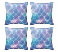 FDHFEJUAD Mermaid Scale Four Seasons Pillow Cover - Set Of 4 Throw Pillows Covers, Square Cushion, Chair Cushion, Decorative Pillowcase