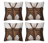 FDHFEJUAD Photo Of Brooklyn Bridge Four Seasons Pillow Cover - Set Of 4 Throw Pillows Covers, Square Cushion, Chair Cushion, Decorative Pillowcase