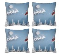 FDHFEJUAD Santa Claus Four Seasons Pillow Cover - Set Of 4 Throw Pillows Covers, Square Cushion, Chair Cushion, Decorative Pillowcase