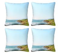 FDHFEJUAD Seaside Golf Course Four Seasons Pillow Cover - Set Of 4 Throw Pillows Covers, Square Cushion, Chair Cushion, Decorative Pillowcase