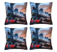 FDHFEJUAD Steam Train Four Seasons Pillow Cover - Set Of 4 Throw Pillows Covers, Square Cushion, Chair Cushion, Decorative Pillowcase