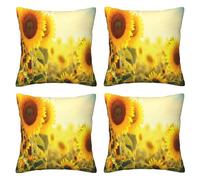 FDHFEJUAD Sunflower Flowers Four Seasons Pillow Cover - Set Of 4 Throw Pillows Covers, Square Cushion, Chair Cushion, Decorative Pillowcase