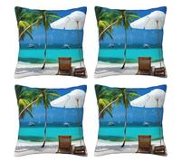 FDHFEJUAD Tropical Holidays Four Seasons Pillow Cover - Set Of 4 Throw Pillows Covers, Square Cushion, Chair Cushion, Decorative Pillowcase