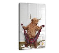 FDHGF Funny Whimsical Highland Cow Canvas Wall Art Canvas Poster for Dorm Room Decor Gift