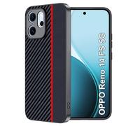 FDHYFGDY Cover for OPPO Reno 14F/14 FS 5G/4G, Anti-Scratch Shockproof Protective Case, Ultra-Slim Carbon Fiber Compatible with OPPO Reno 14F/14 FS Case - Red and Black