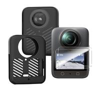 FDHYFGDY Silicone Protective Case for DJI Osmo 360+2X Screen Protector for DJI Osmo 360, Waterproof and Drop-Resistant, Silicone Case Sleeve Accessories Set - Black