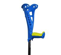 FDI Access Comfort Forearm Adjustable Height Single Crutch Walking Stick, Blue + Yellow Grip