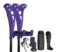 FDI Access Comfort Grip Adjustable Premium Open Cuff Walking Crutches Purple 1 Pair - Black Grips + Service Pack Add-On