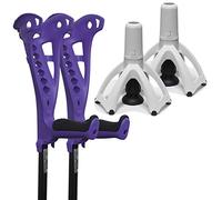 FDI Access Comfort Grip Adjustable Premium Open Cuff Walking Crutches Purple 1 Pair - Black Grips + Tripod Upgrade