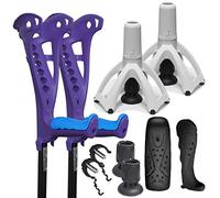 FDI Access Comfort Grip Adjustable Premium Open Cuff Walking Crutches Purple 1 Pair - Blue Grips + Service Pack Add-On + Tripod Upgrade