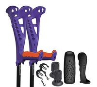 FDI Access Comfort Grip Adjustable Premium Open Cuff Walking Crutches Purple 1 Pair - Orange Grips + Service Pack Add-On