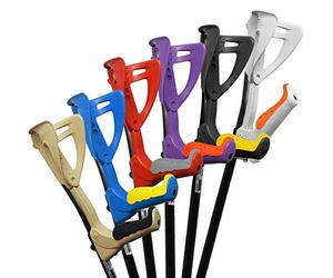 FDI Ergotech Comfort Grip Folding Handle + Collapsible Elbow Walking Stick Single Crutch, White + Grey Grip