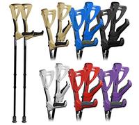 FDI Ergotech Comfort Grip Height Adjustable Collapsible Handle Elbow Open Cuff Crutches 1 Pair - Red