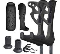 FDI Premium Height Adjustable Lightweight Elbow Forearm Walking Black Crutches - Black Grips + Service Pack Add-On