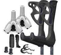 FDI Premium Height Adjustable Lightweight Elbow Forearm Walking Black Crutches - Black Grips + Service Pack Add-On + Tripod Upgrade