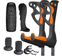 FDI Premium Height Adjustable Lightweight Elbow Forearm Walking Black Crutches - Orange Grips + Service Pack Add-On