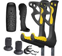 FDI Premium Height Adjustable Lightweight Elbow Forearm Walking Black Crutches - Yellow Grips + Service Pack Add-On