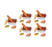 Fdit 1:12 Scale Dollhouse Miniatures Food Premium Material Plastic Set, Great for Vivid Life Scenes, 5 Sets for Kids Role Play and Small Hands Grip