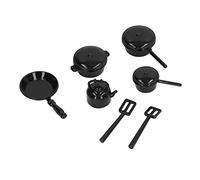 Fdit 1/12 Scale Mini Kitchen Cookware with Lids and Forks, Exquisite DIY Dollhouse Decorations for Friends and Family, Suitable for 1/6 Dollhouses, Material: Alloy