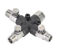 Fdit 1/8 Inch 3 Way Airbrush Fitting Air Hose Connector Splitter for Airbrush Mini Air Compressor with Adjustable Airflow Control Plastic Metal Construction