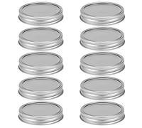 Fdit 10Pcs Jar Lid, Stainless Steel Split Type Glass Jar Canning Lids Round Food Container Sealing Cover Leak Proof and Secure Canning Lid Kitchen Accessory(86mm Silver Circular Ring+Cover Plate)