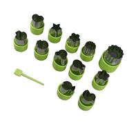Fdit 12 Pcs Stainless Steel Cookie Cutters Set Biscuit Mould Vegetable Fruit Cutters for Baking with PP Handle Easy to for Kids Kitchen DIY Crafts