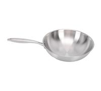 Fdit 14-Inch Stainless Steel Wok Stir Fry Pan Saute Pan with 5-Layer Clad Base for Induction Gas Electric Dishwasher Safe (32CM)