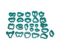 Fdit 25Pcs Polymer Clay Cutters Clay Earring Molds Food Grade Plastic Assorted Styles Thick Edge with Wide Smoothing Base for Jewelry Cake Candle Decoration (Dark Green)
