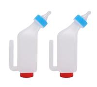 Fdit 2pcs Lamb Feeding Bottles, 500ml Hang Upside Down Plastic Goat Feeder with Handle for Newborn Sheep Livestock Milk Feeding