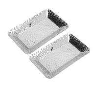 Fdit 2PCS Towel Tray, Rectangular Stainless Steel Serving Tray Kitchen Bathroom Counter Storage Silver, Decorative Vanity Platter Tray for Home