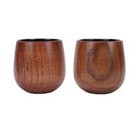 Fdit 2pcs Whiskey Wood Cups, 340ml Composite Wood Mug Multifunctional Water Drinking Cup for Coffee Milk Juice At Home Party