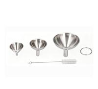 Fdit 3 Pack Stainless Steel Funnel Set, Mini Funnels with Hanging Loop Narrow Spout, Rustproof 201 Kitchen Tool for Oil Vinegar Bottles Containers (3pcs Funnel with 1 Cleaning Brush)