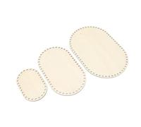 Fdit 3Pcs Solid Wood Basket Base, Oval Crochet Weaving Basket Bottom with Blank Center Design, for Macrame Crafting and Home Decor