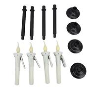 Fdit 4 Taper Solar Powered Outdoor Candles,LED Flickering Warm Yellow Light Dusk to Dawn Sensor with Removable Spikes for Garden Camping Decor