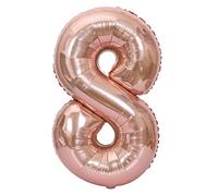 Fdit 40in Rose Gold Foil Number Balloons 0-9 Set Helium Floating Reusable for Birthday Wedding Party Decor (Number 8)