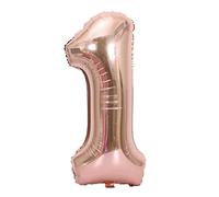Fdit 40in Rose Gold Foil Number Balloons 0-9 Set Helium Floating Reusable for Birthday Wedding Party Decor (Number 1)