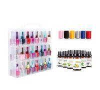 Fdit 48 Slots Nail Polish Holder Case with Adjustable Dividers and Sturdy Locks for Mobile Manicurist and Home Nail Art Organization (White)