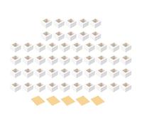Fdit 50 Pack Kraft Paper Cake Box, Small Bakery Box with Clear Window 10.2cm Square for Cupcake Macaron Cookie and Thank You Stickers Included (50pcs)