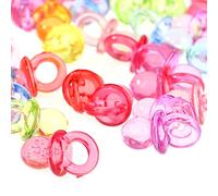 Fdit 50pcs Acrylic Baby Pacifiers Cute Table Scatter Newborn Baby Shower Decoration Transparent Red Blue Pink Blue Mixed Color (Transparent Mixed Colors)