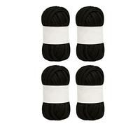 Fdit 5Pcs Spaghetti Yarn, 0.8in Wide Soft Skin Friendly Cotton Carpet Yarn for Crocheting Knitting DIY, with Bright Color for Rugs Baskets Poufs Macrame (Black)