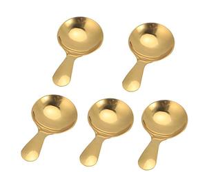 Fdit 5Pcs Stainless Steel Ice Cream Scoop Dessert Spoon Tea Spoon Kitchen Utensils with Polished Rounded Edges for Kids Children Adults Dishwasher Safe (Gold)