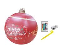 Fdit 60cm Inflatable Christmas Ball Decorated Ball Holiday Ball with 16 Color LED Lights PVC for Outdoor Yard Pool Decorations