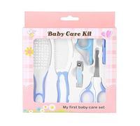 Fdit 6pcs Convenient Daily Baby Nail Clipper Scissors Hair Brush Comb Manicure Care Kit for Newborn Infant Toddler Kids(Blue)