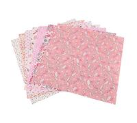 Fdit 7 Pcs Pink Flowers Cotton Fabric Squares, Pre-Cut Quilting and Sewing Fabric for DIY Crafts Home Decor (25 * 25cm)
